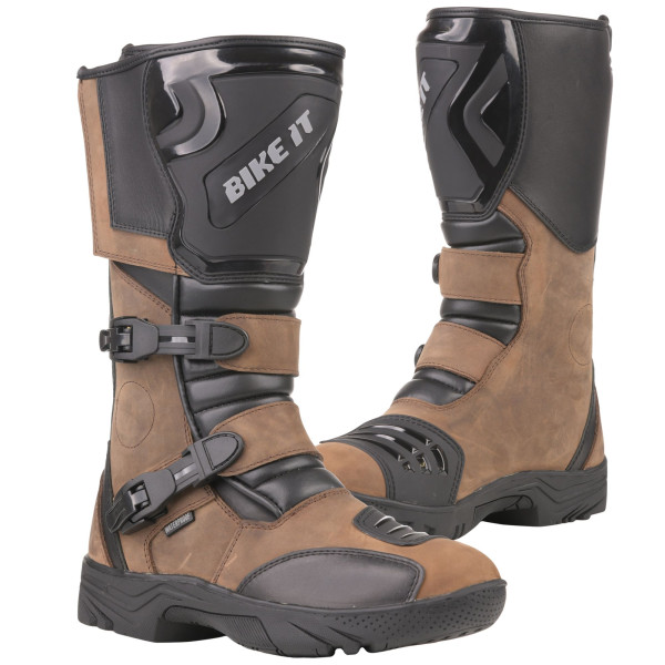 bike it Bike it 'triple-black' motorcycle adventure boots (brown) - uk6 / eur40